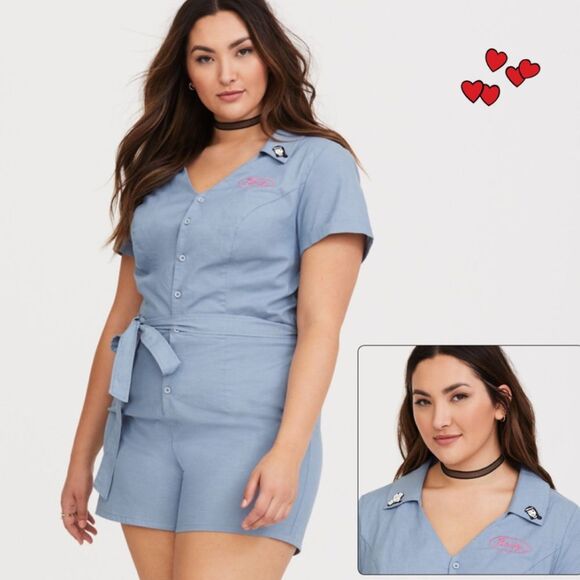 Betty and Veronica Light Blue Button-Up Romper size 28 - Picture 1 of 9